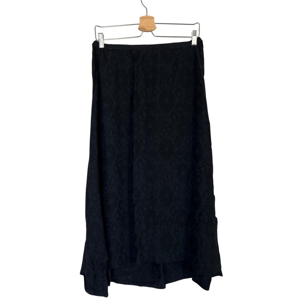 CP Shades Skirt Women's Size M Black Rayon Maxi Boho Elastic Waist Lace Pockets